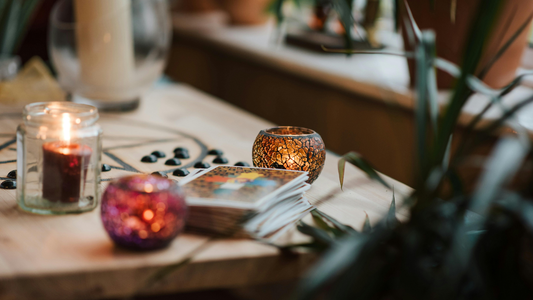 Tarot Deck On Table With Candles