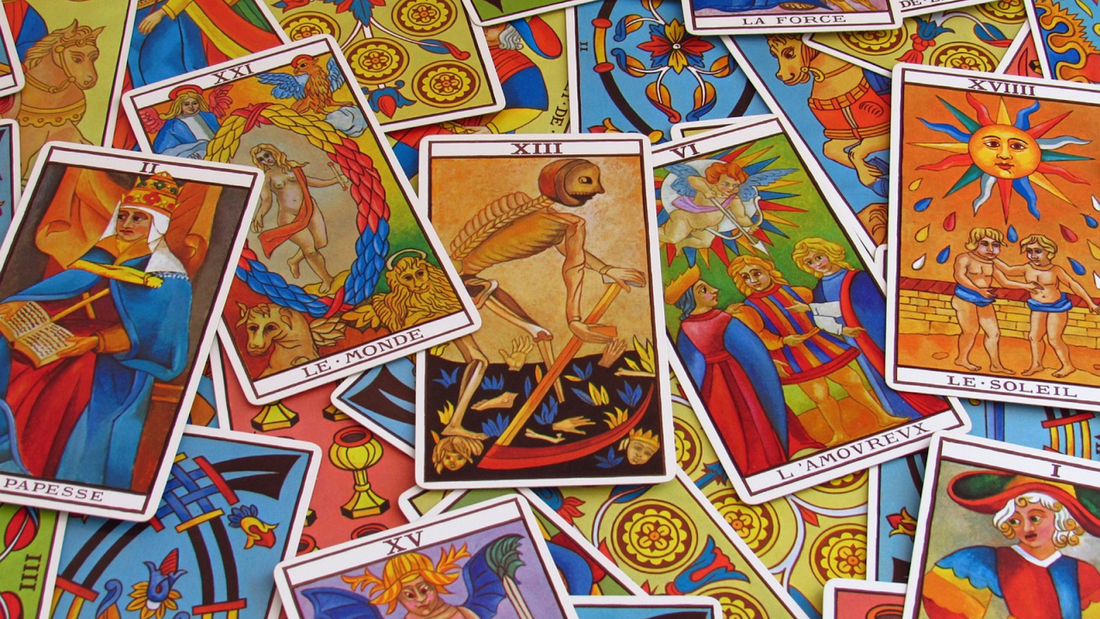 Colorful Spread of Traditional Tarot Cards