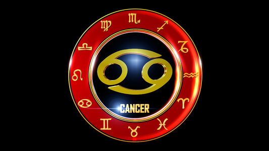Golden Cancer Zodiac Symbol Wheel