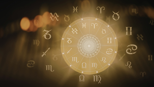 Golden Zodiac Wheel Astrology Symbols