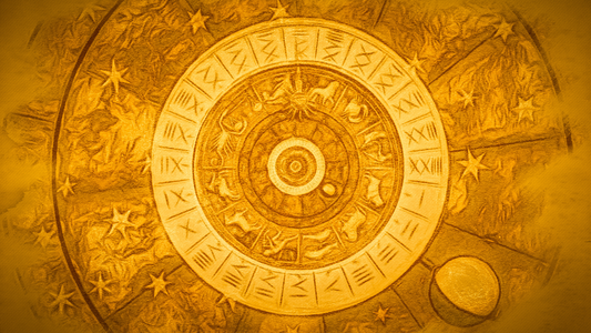 Golden Zodiac Wheel With Leo Energy
