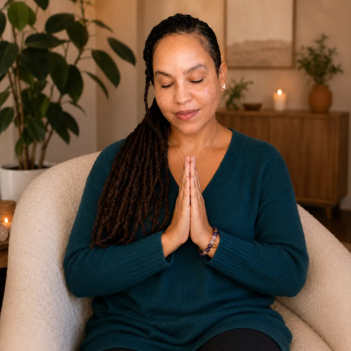 Closing the Grape Agate intention ritual in prayer
